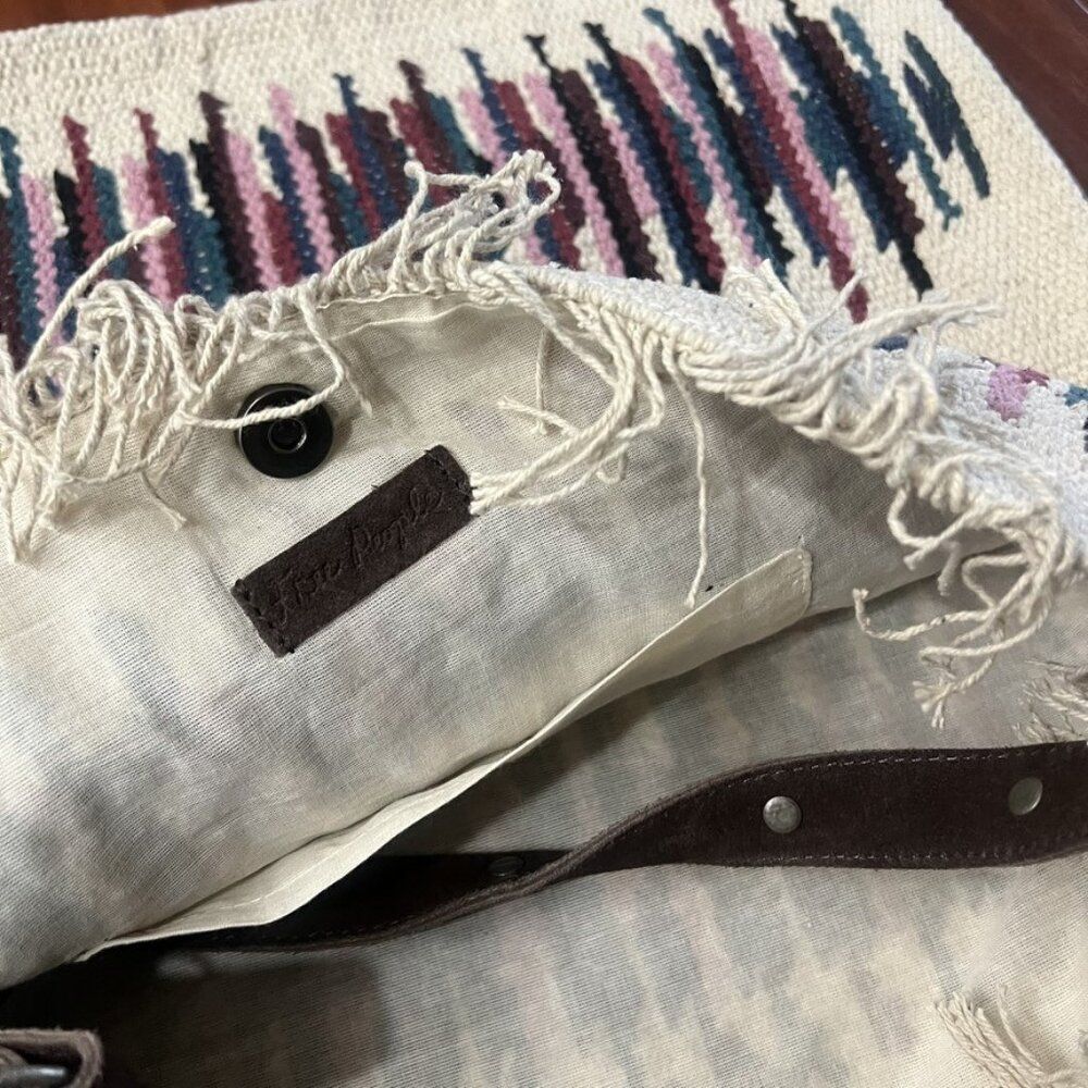 Free People Mixed And Mended Fringed Hobo Bag Leather Shoulder Strap NEW $128 - Picture 4 of 6